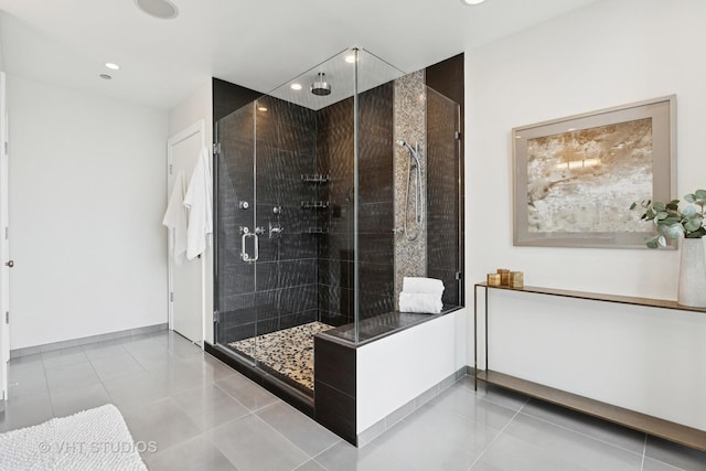 340 E Randolph St Unit 4806, Chicago, IL 60601 - full bath featuring a shower stall, recessed lighting, and tile patterned floors