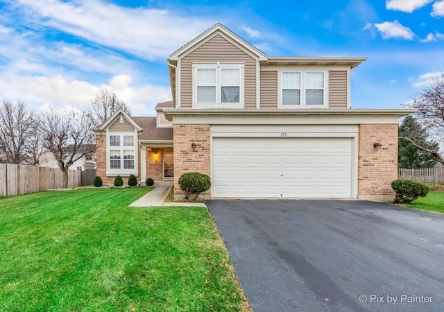 553 S Haverhill Ln, South Elgin, IL 60177 - traditional-style house featuring brick siding, asphalt driveway, and an attached garage