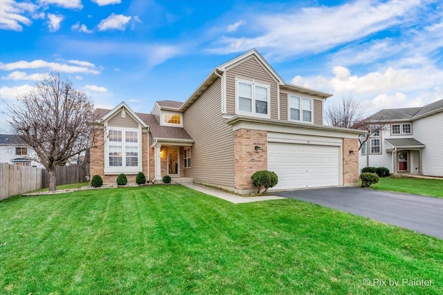 553 S Haverhill Ln, South Elgin, IL 60177 - traditional home featuring a garage, brick siding, and asphalt driveway