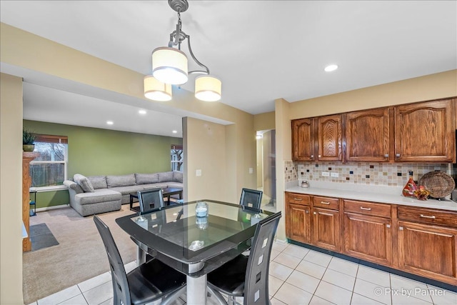 553 S Haverhill Ln, South Elgin, IL 60177 - dining area with light tile patterned flooring, recessed lighting, and light colored carpet
