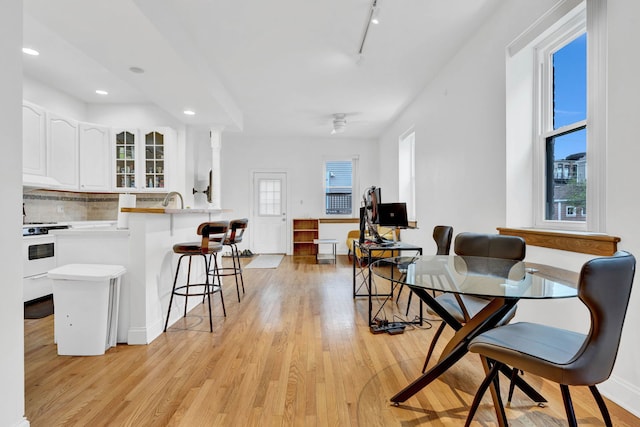 918 W 35th Pl, Chicago, IL 60609 - dining room featuring plenty of natural light, light wood-type flooring, recessed lighting, and track lighting