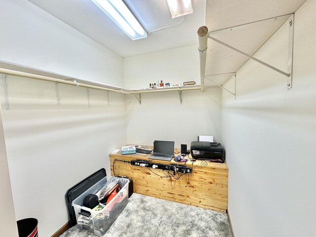 view of carpeted home office