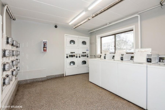 214 E Bailey Rd Unit J, Naperville, IL 60565 - communal laundry room featuring stacked washing machine and dryer and separate washer and dryer