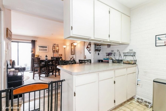 214 E Bailey Rd Unit J, Naperville, IL 60565 - kitchen with light countertops, white cabinetry, and an AC wall unit