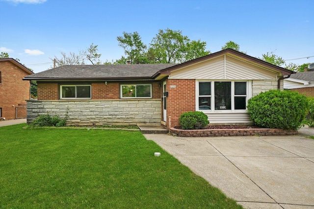 15245 Millard Ave, Midlothian, IL 60445 - single story home with stone siding and a front lawn