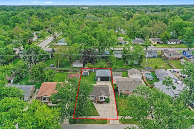 15245 Millard Ave, Midlothian, IL 60445 - aerial view of residential area with property boundaries highlighted and a forest
