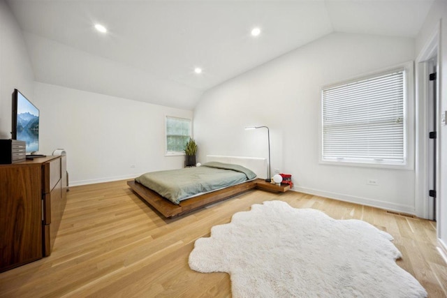 9013 Charing Cross Rd, Woodridge, IL 60517 - bedroom featuring lofted ceiling, light wood-style flooring, baseboards, and recessed lighting