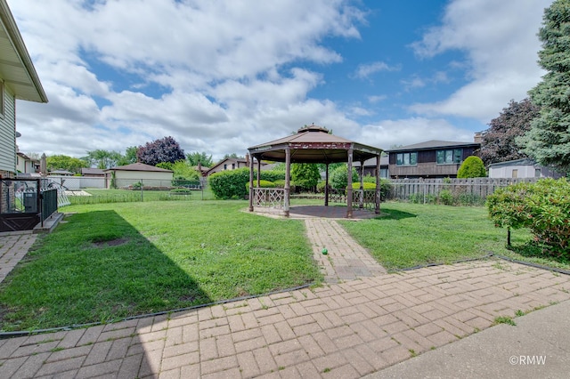 1236 N Fischer Dr, Addison, IL 60101 - view of yard featuring a gazebo and a patio