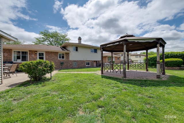 1236 N Fischer Dr, Addison, IL 60101 - view of grassy yard featuring a gazebo and a patio area