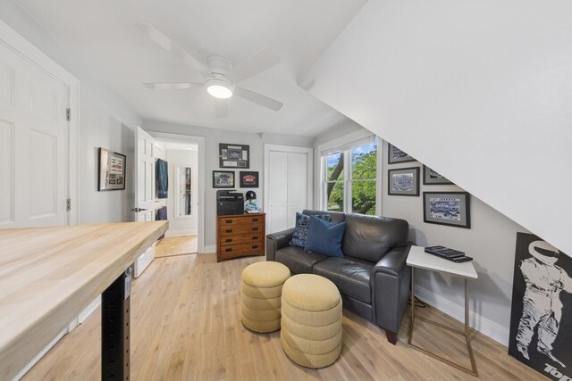 340 S Grant St, Westmont, IL 60559 - living area with ceiling fan, baseboards, and light wood finished floors