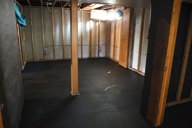 view of unfinished basement