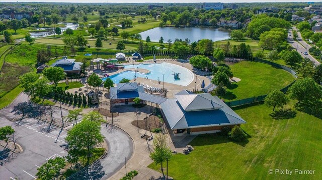 1565 Cornell Pl, Hoffman Estates, IL 60169 - aerial view of a large body of water and a pool area