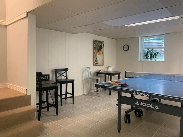 810 Skokie Blvd Unit C, Wilmette, IL 60091 - rec room with a paneled ceiling and tile patterned flooring