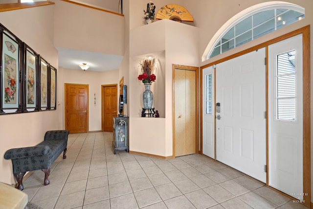 5008 Country Springs Dr, Johnsburg, IL 60051 - entryway with light tile patterned floors and a towering ceiling