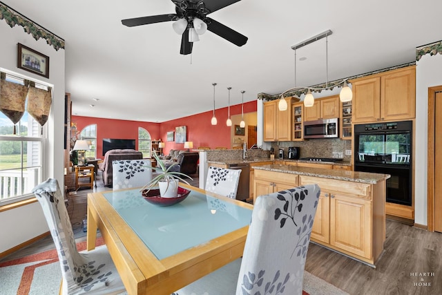 5008 Country Springs Dr, Johnsburg, IL 60051 - dining space with wood finished floors and ceiling fan