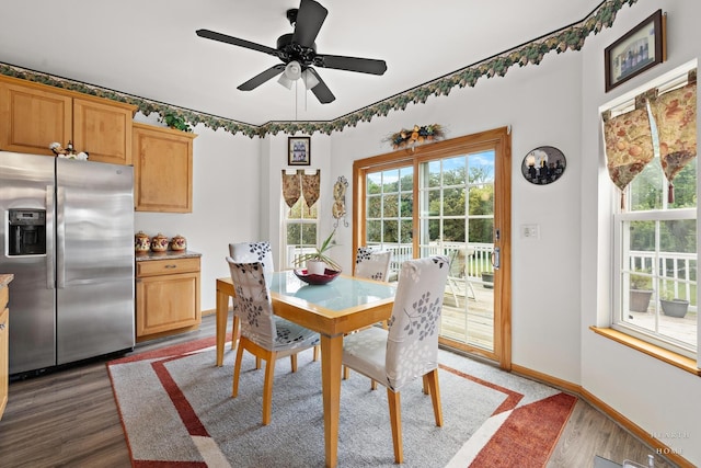 5008 Country Springs Dr, Johnsburg, IL 60051 - dining space featuring wood finished floors and ceiling fan