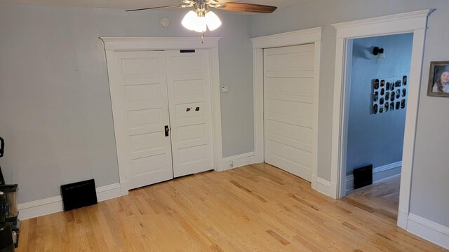 401 Dixon Ave, Rock Falls, IL 61071 - foyer entrance featuring a ceiling fan, light wood finished floors, and baseboards