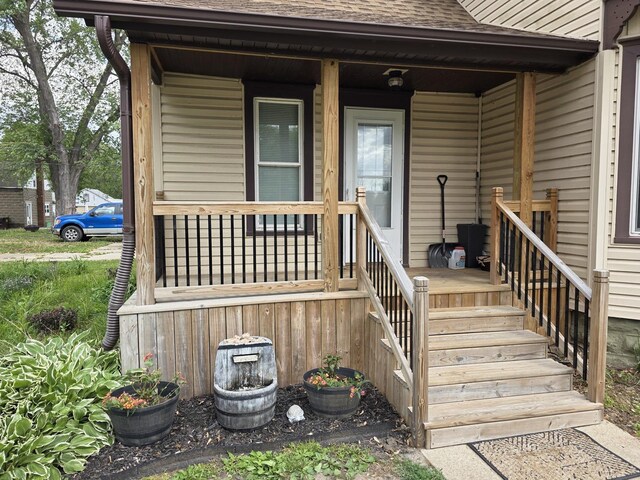 401 Dixon Ave, Rock Falls, IL 61071 - property entrance with a shingled roof and a porch