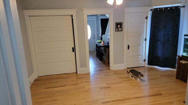 401 Dixon Ave, Rock Falls, IL 61071 - entryway featuring light wood finished floors, baseboards, and ceiling fan
