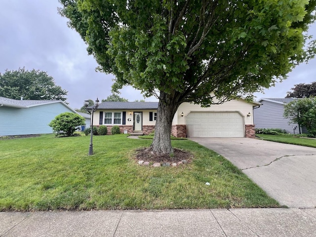 2702 Worcester Dr, Champaign, IL 61821 - ranch-style home with brick siding, driveway, an attached garage, and a front lawn