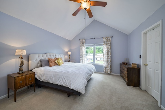 1817 2nd Pl, Saint Charles, IL 60174 - bedroom with lofted ceiling, light colored carpet, a ceiling fan, and baseboards