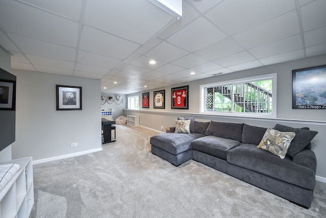 1817 2nd Pl, Saint Charles, IL 60174 - living area with carpet flooring, a drop ceiling, recessed lighting, and baseboards