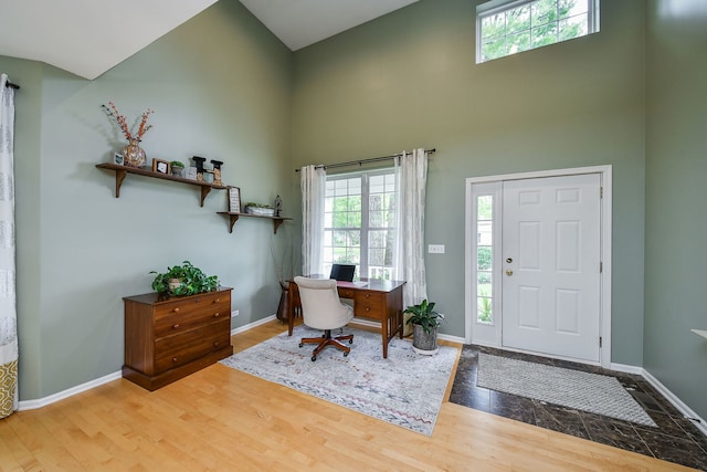 1817 2nd Pl, Saint Charles, IL 60174 - home office featuring plenty of natural light, a high ceiling, wood finished floors, and baseboards