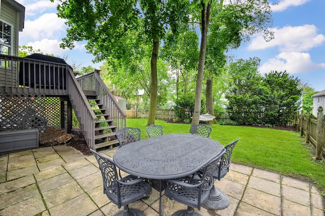 1817 2nd Pl, Saint Charles, IL 60174 - view of patio featuring stairway, outdoor dining area, and a wooden deck