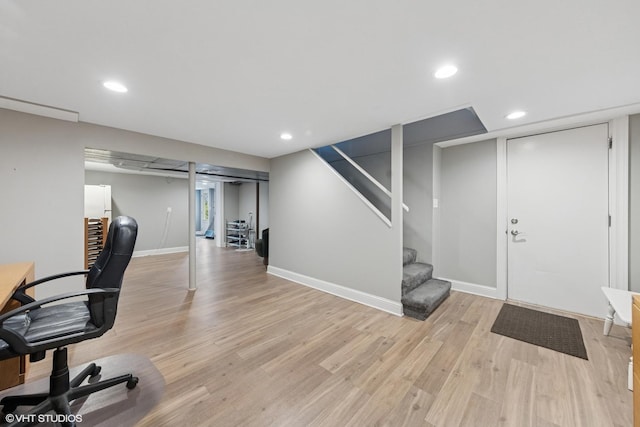 427 Dorset Pl, Glen Ellyn, IL 60137 - office featuring light wood finished floors, baseboards, and recessed lighting