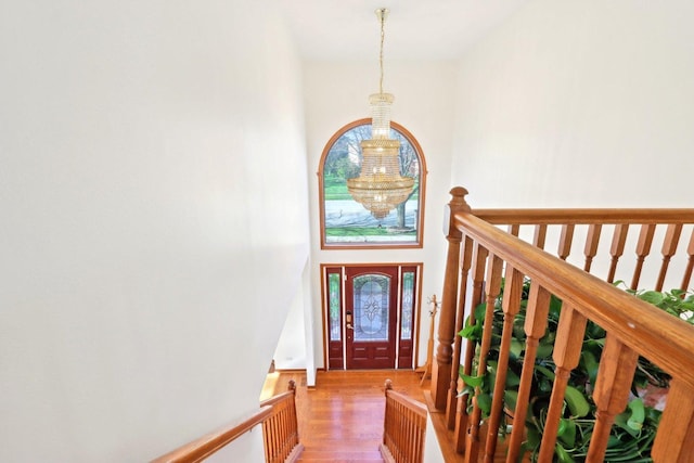 1337 E Thacker St, Schaumburg, IL 60173 - entryway with a chandelier, healthy amount of natural light, light wood finished floors, and a towering ceiling