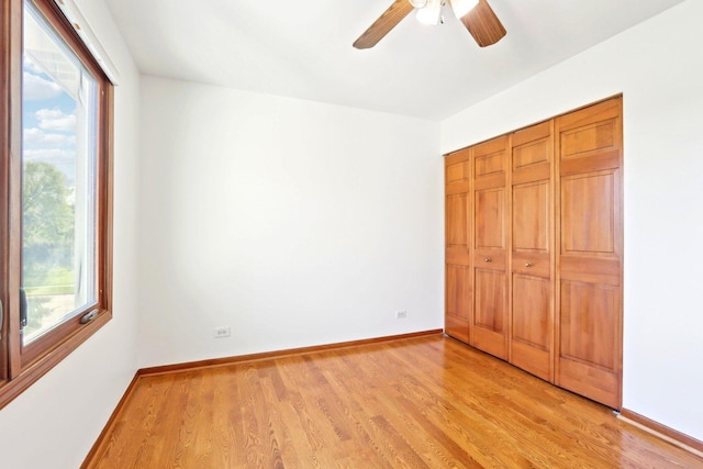 1337 E Thacker St, Schaumburg, IL 60173 - unfurnished bedroom featuring multiple windows, light wood-style floors, and a closet