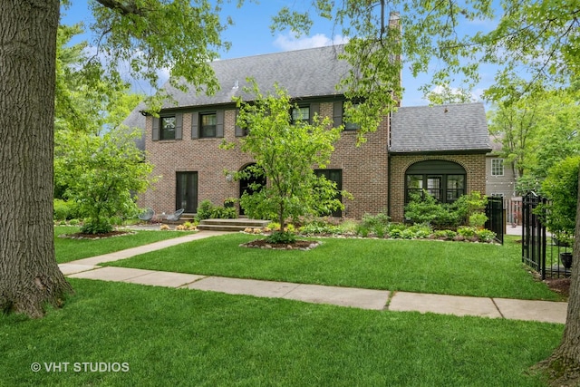 723 Gardner Rd, Flossmoor, IL 60422 - view of front of property with brick siding, a shingled roof, and a chimney