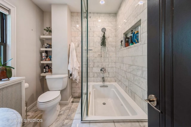 723 Gardner Rd, Flossmoor, IL 60422 - full bath featuring marble finish floors and shower / tub combination
