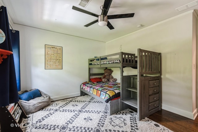 723 Gardner Rd, Flossmoor, IL 60422 - bedroom with wood finished floors, a ceiling fan, and ornamental molding