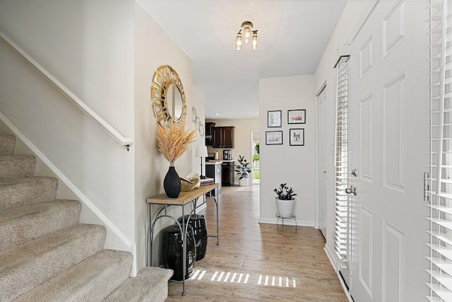 315 Maryland Ln, Pingree Grove, IL 60140 - foyer with stairway, light wood-style flooring, and baseboards