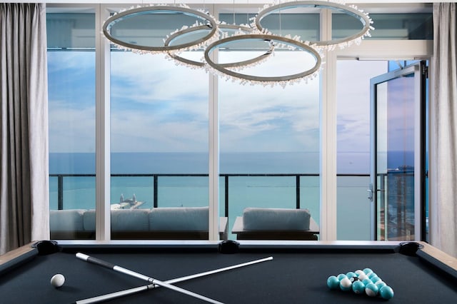 363 E Wacker Dr Unit 6106, Chicago, IL 60601 - game room with billiards table and a water view
