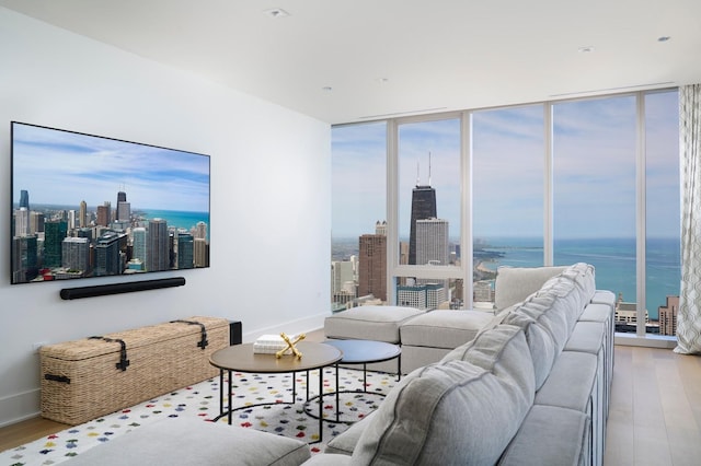 363 E Wacker Dr Unit 6106, Chicago, IL 60601 - living room featuring wood finished floors, healthy amount of natural light, floor to ceiling windows, and baseboards