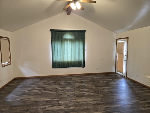 1988 S Chana Rd, Chana, IL 61015 - spare room featuring a ceiling fan, dark wood-style flooring, and baseboards