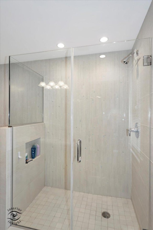 616 E Hillside Ave, Barrington, IL 60010 - bathroom featuring a stall shower and recessed lighting