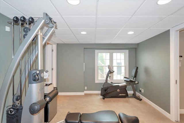 616 E Hillside Ave, Barrington, IL 60010 - exercise room with recessed lighting, carpet, and a paneled ceiling
