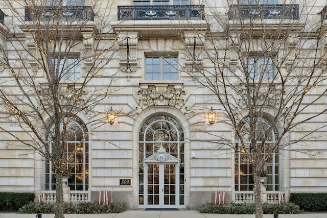 doorway to property with french doors