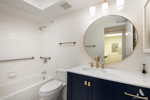 3940 W Bryn Mawr Ave Unit 403, Chicago, IL 60659 - bathroom featuring toilet, vanity, shower / washtub combination, and electric panel