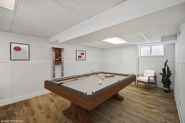 4101 N Ozark Ave, Norridge, IL 60706 - playroom with a drop ceiling, pool table, wood finished floors, and baseboards