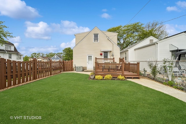 4101 N Ozark Ave, Norridge, IL 60706 - rear view of property featuring central AC unit and a wooden deck