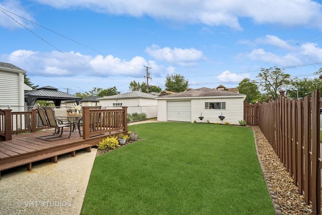 4101 N Ozark Ave, Norridge, IL 60706 - view of yard featuring a gazebo, an outdoor structure, a deck, driveway, and a garage