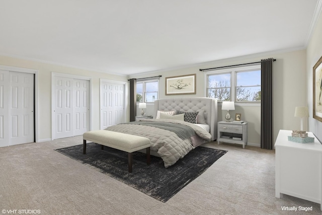 12809 W Meadowview Ln, Homer Glen, IL 60491 - carpeted bedroom with crown molding, multiple closets, and baseboards