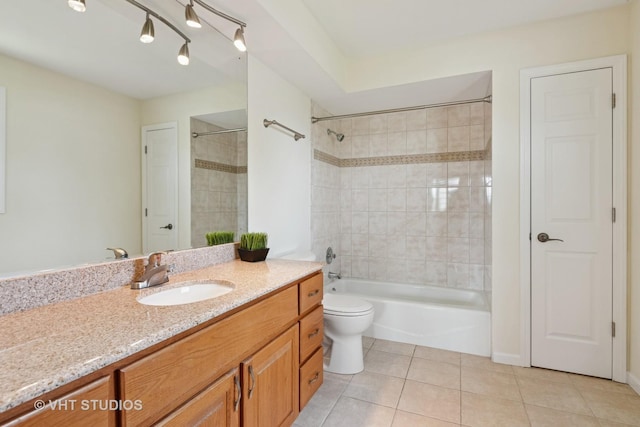 12809 W Meadowview Ln, Homer Glen, IL 60491 - bathroom featuring vanity, tile patterned floors, toilet, and bathtub / shower combination