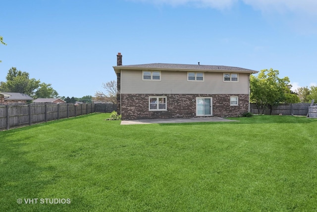 12809 W Meadowview Ln, Homer Glen, IL 60491 - back of house featuring a chimney, a patio, and brick siding