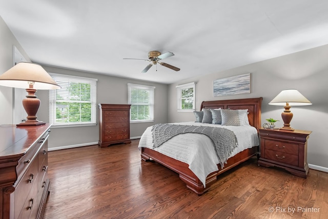 570 E Carpenter Dr, Palatine, IL 60074 - bedroom with dark wood finished floors and a ceiling fan