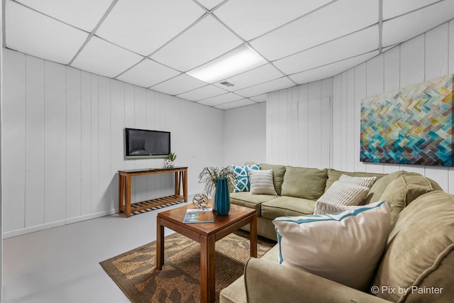 570 E Carpenter Dr, Palatine, IL 60074 - living area featuring finished concrete floors and a paneled ceiling
